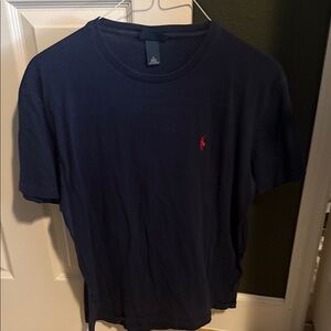 Polo by Ralph Lauren Men's Dark Blue Tee with Red Logo